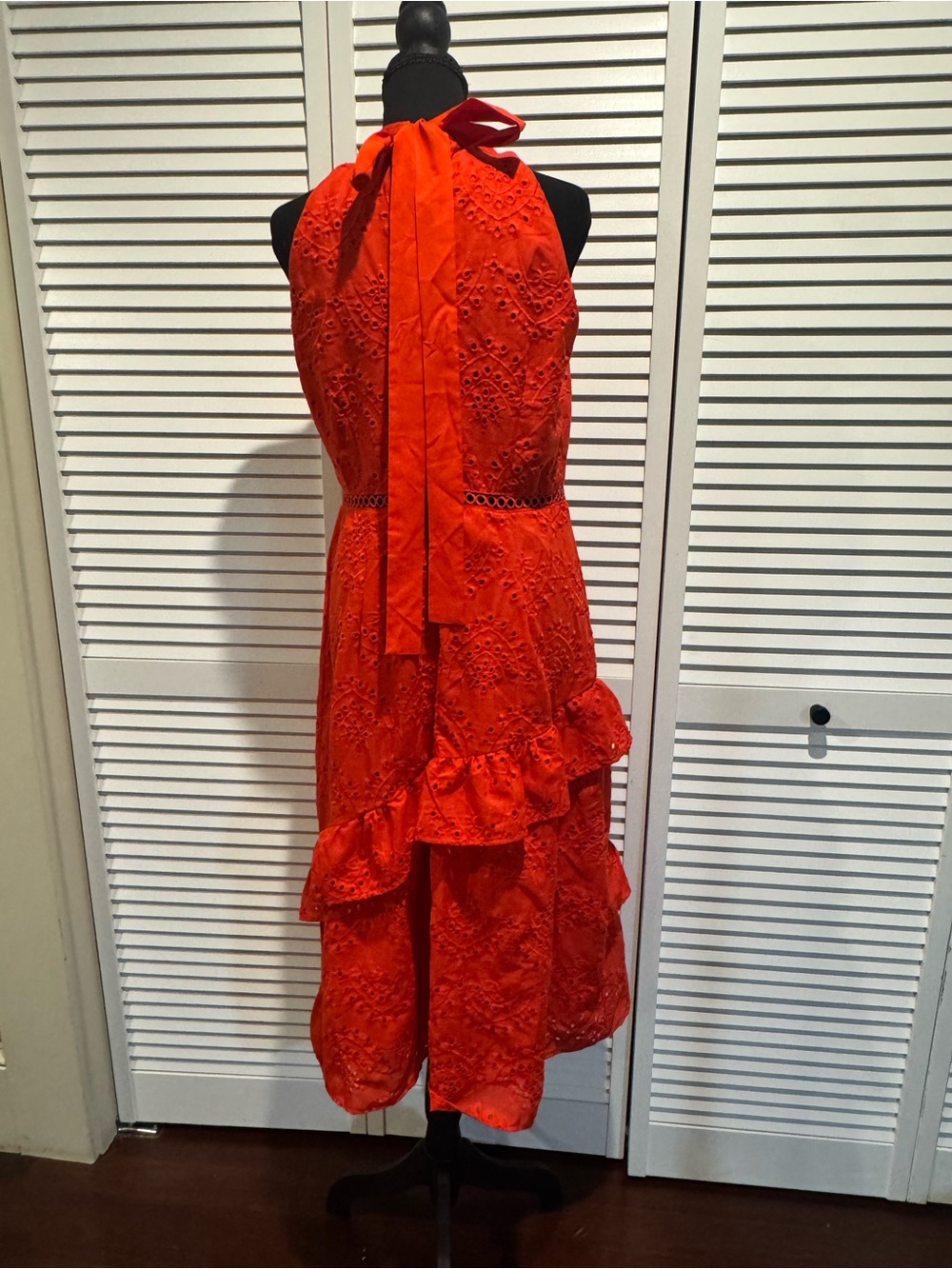 Sam Edelman Red High-Low Eyelet Ruffle Dress - Picture 2 of 6
